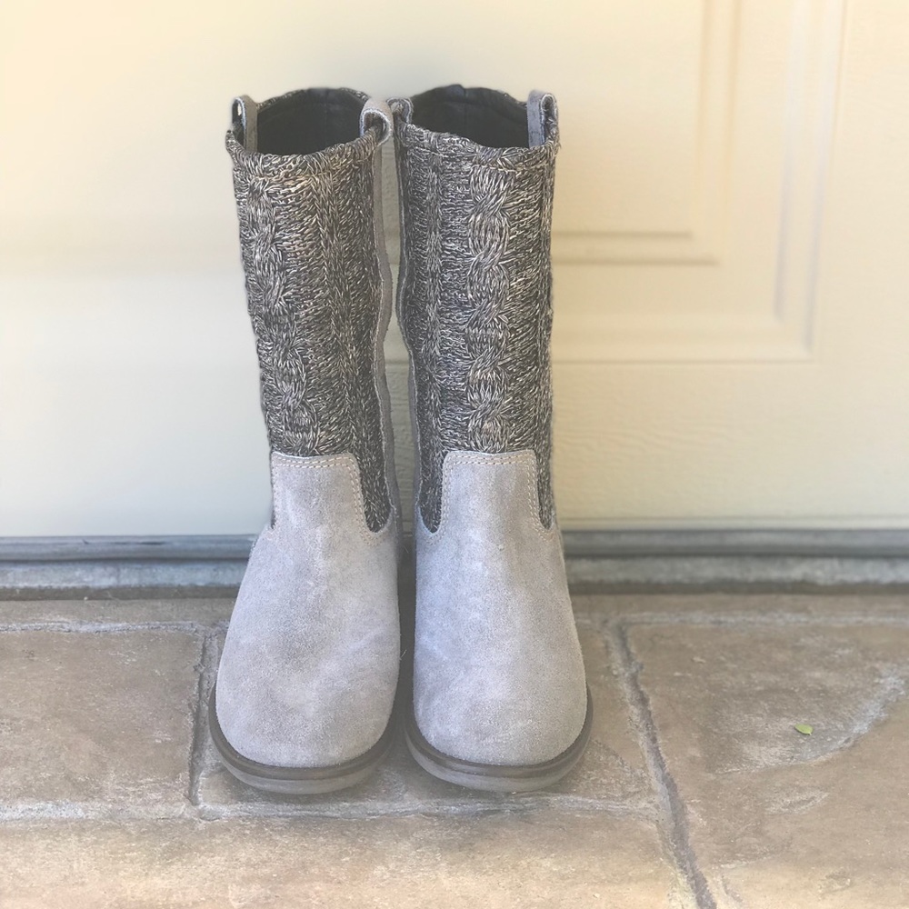 Ash Gray Sweater Knit Tall Cozy Winter Boots - Picture 2 of 6